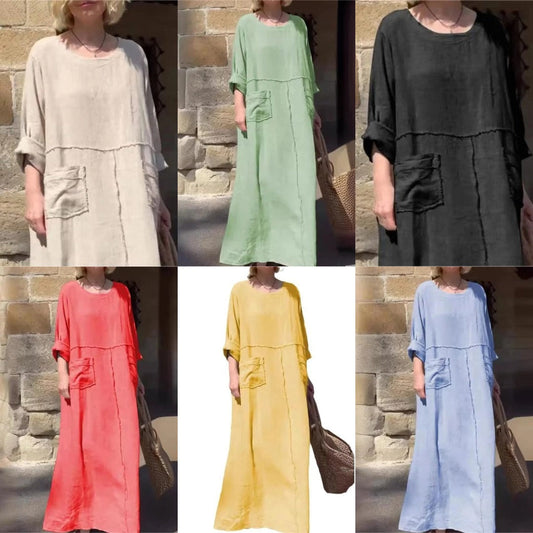 🌿Egyszínű, kerek nyakkivágású, lélegző ruha🌪️