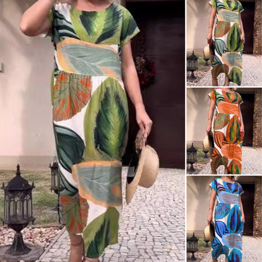 🌸 Nyomott oldalsó hasítékos, oldalsó hasítékos, rövid ujjú, rövid ujjú ruhák nőknek