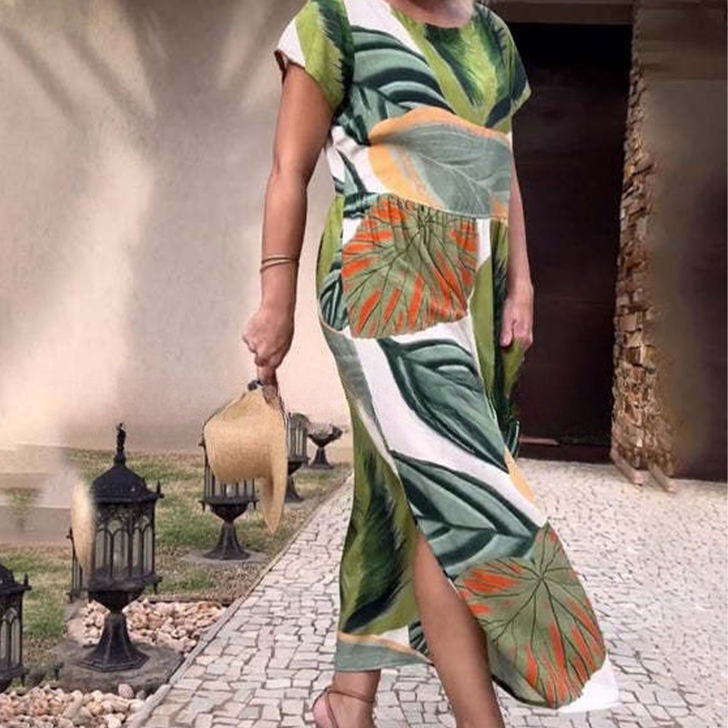 🌸 Nyomott oldalsó hasítékos, oldalsó hasítékos, rövid ujjú, rövid ujjú ruhák nőknek