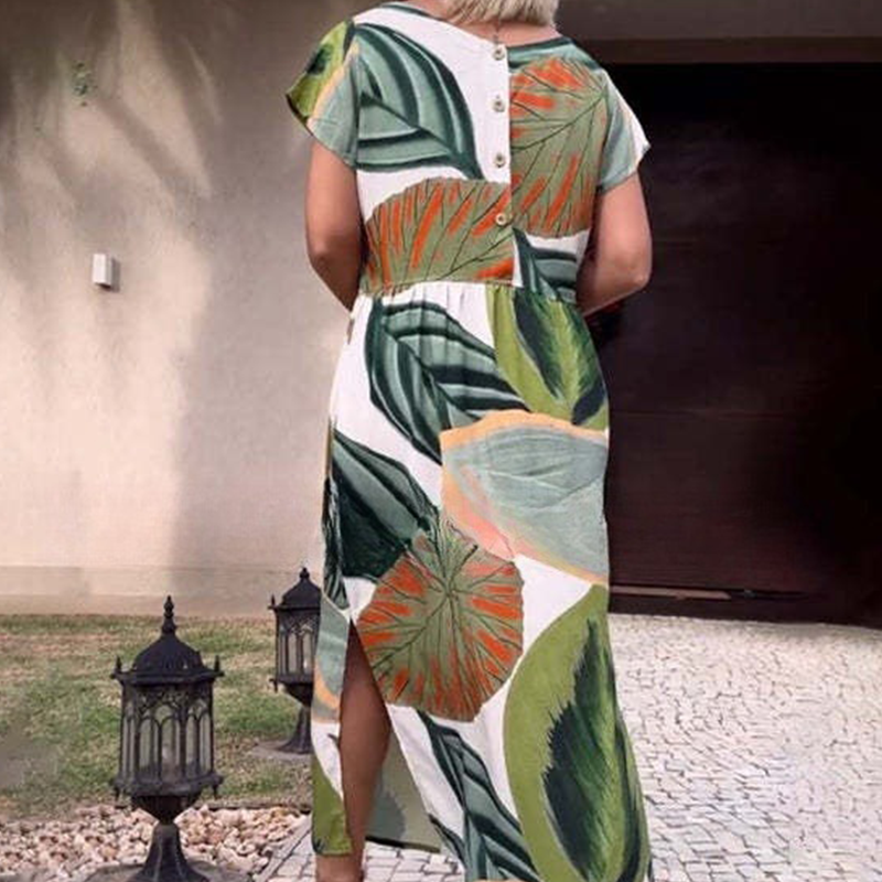 🌸 Nyomott oldalsó hasítékos, oldalsó hasítékos, rövid ujjú, rövid ujjú ruhák nőknek