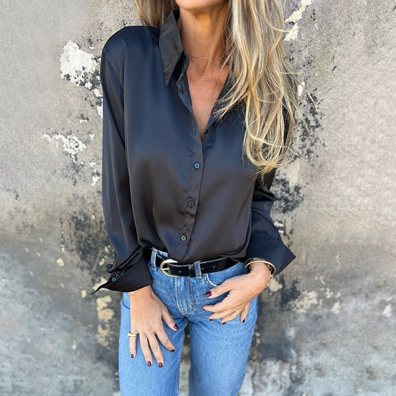 🎊 Nyári újdonságok🎊 Elegáns szatén hosszú ujjú ing