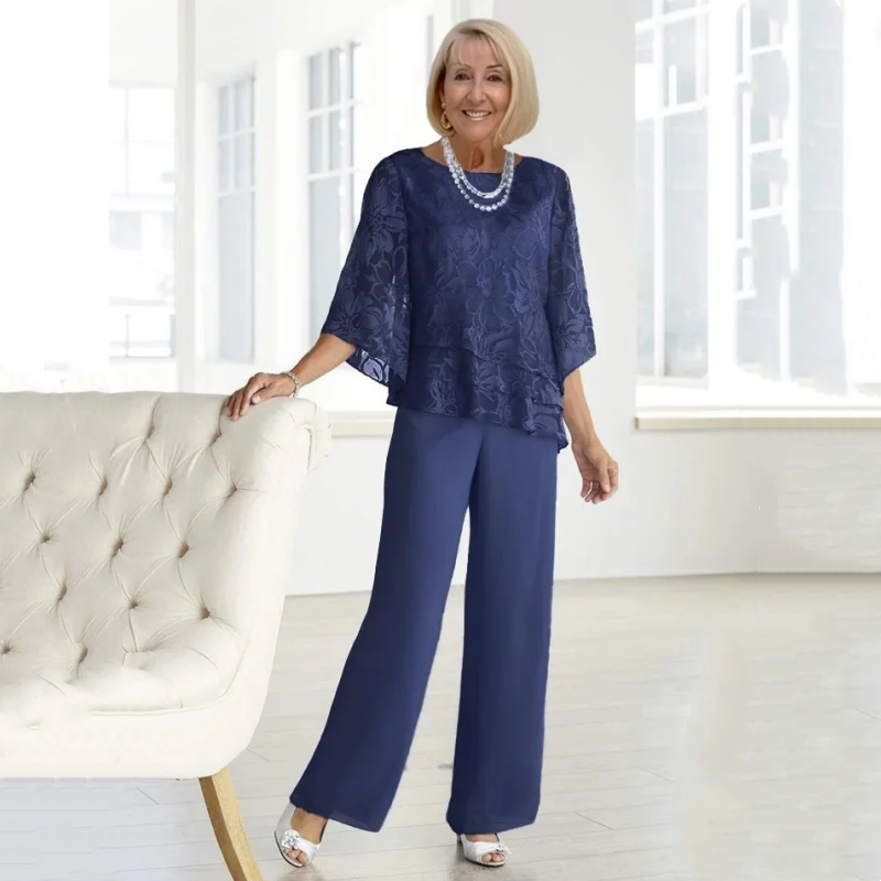 Elegáns női felsők megkötővel és bő nadrággal egy szettben