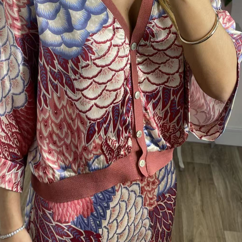 🏆🌸Kétrészes női szett: V-nyakú felső és hosszú szoknya