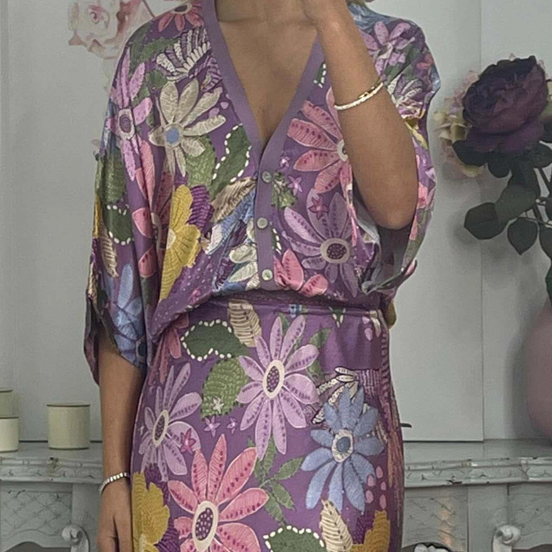 🏆🌸Kétrészes női szett: V-nyakú felső és hosszú szoknya