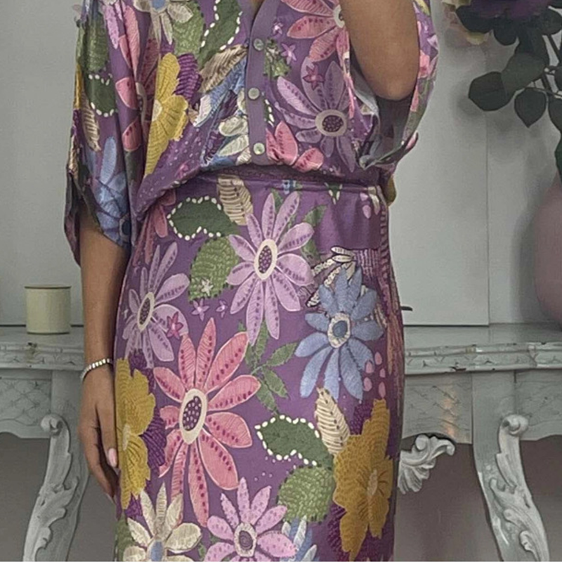 🏆🌸Kétrészes női szett: V-nyakú felső és hosszú szoknya