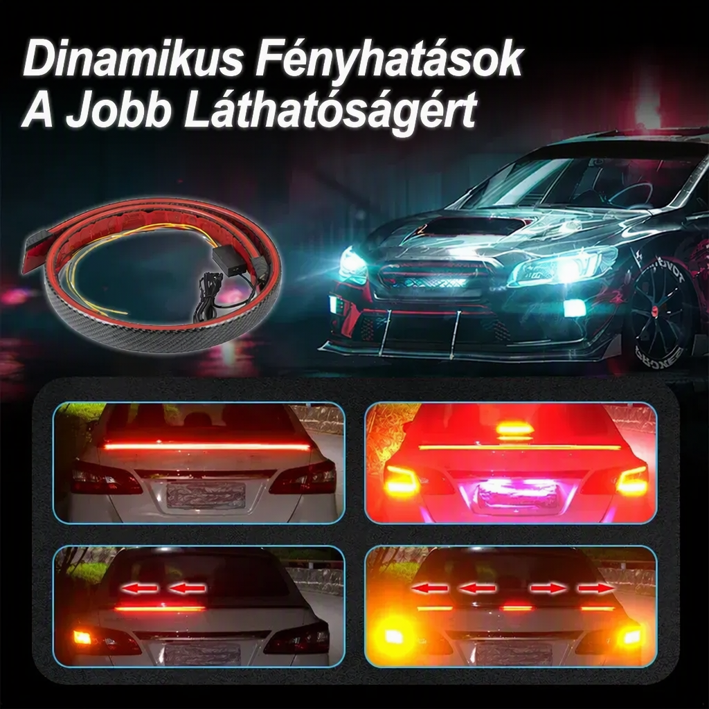 💡 Többfunkciós LED-es hátsó kapu fénysorompó – Biztonsági világítás, 12V, univerzális 🚗✨