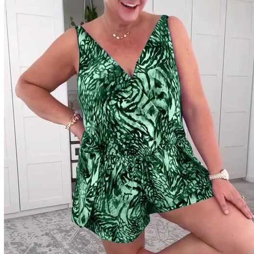 💝 2025 Ujjatlan, nyomtatott, nyomtatott fürdőruha V-nyakkivágással