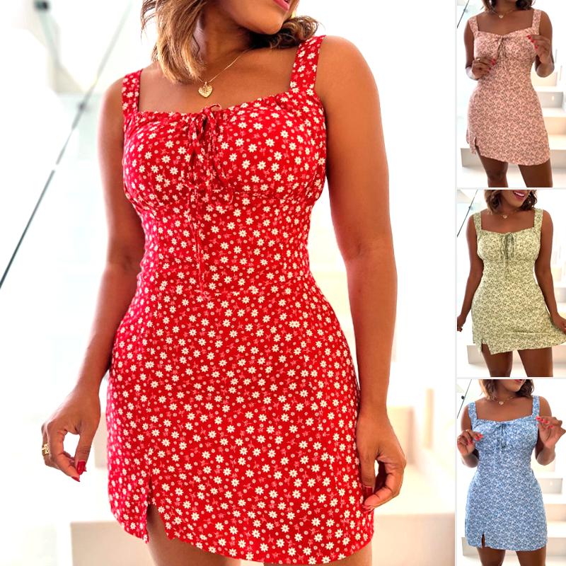 🌸Virágmintás miniruha spagettipántokkal