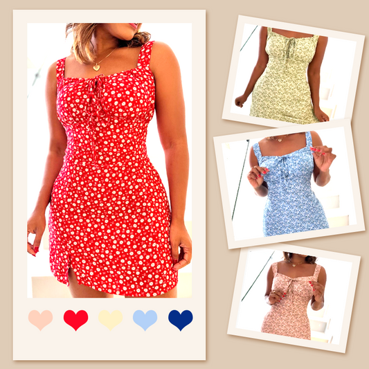 🌸Virágmintás miniruha spagettipántokkal