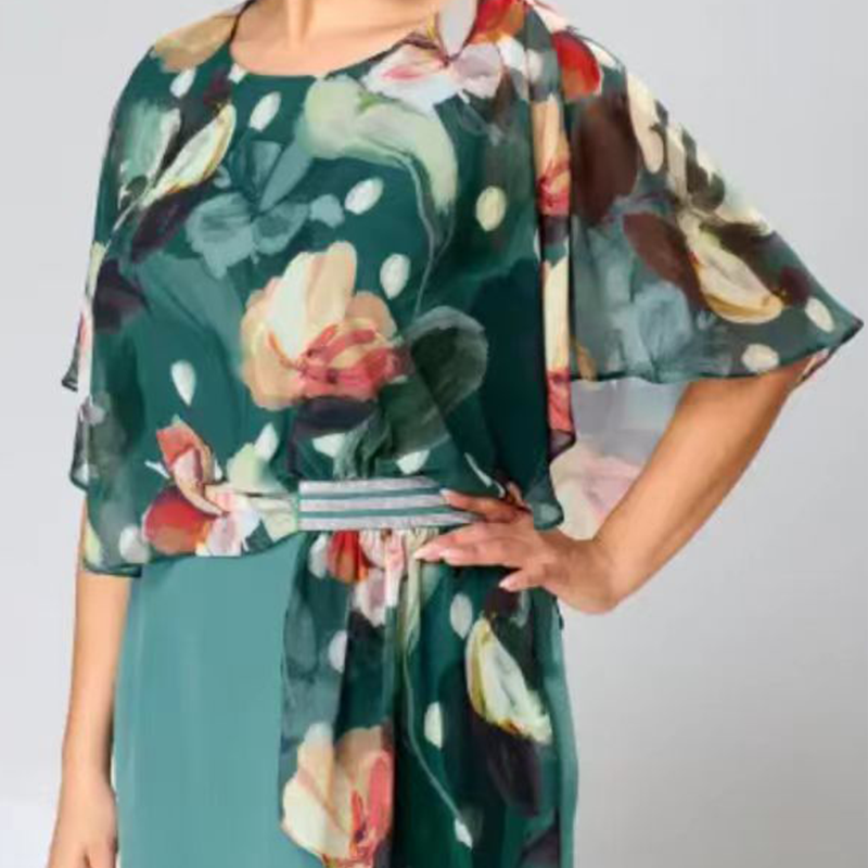 🌸 Elegáns virágmintás, kerek nyakkivágású ruhák nőknek