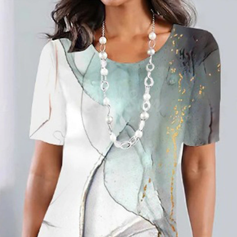 🌹Rózsa nyaklánc ingyen🌸Női alkalmi sokoldalú nyomtatott ruha