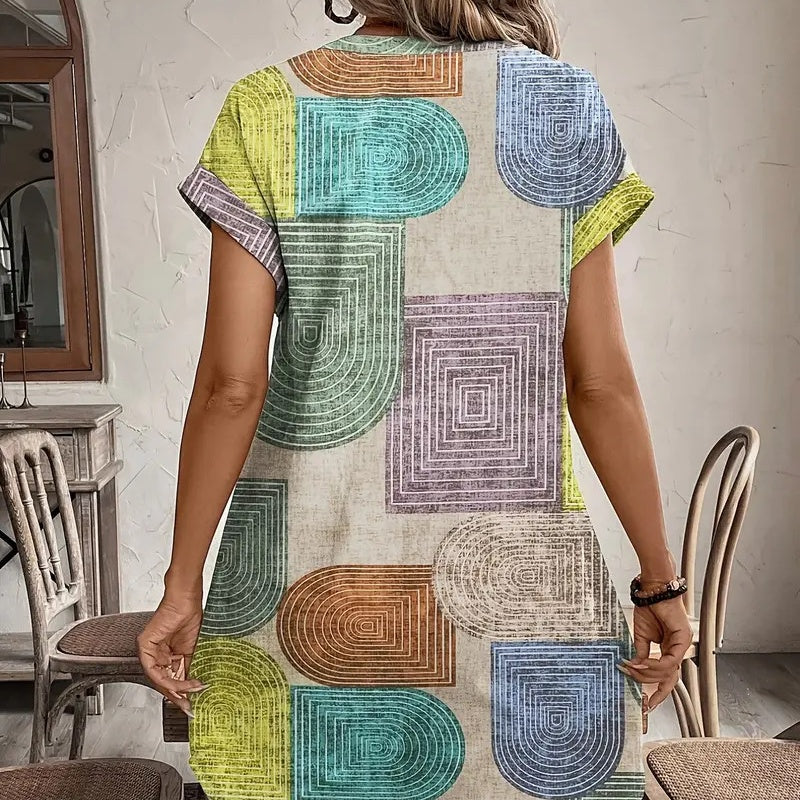 🌺【S-2XL】Színes mintás ruha