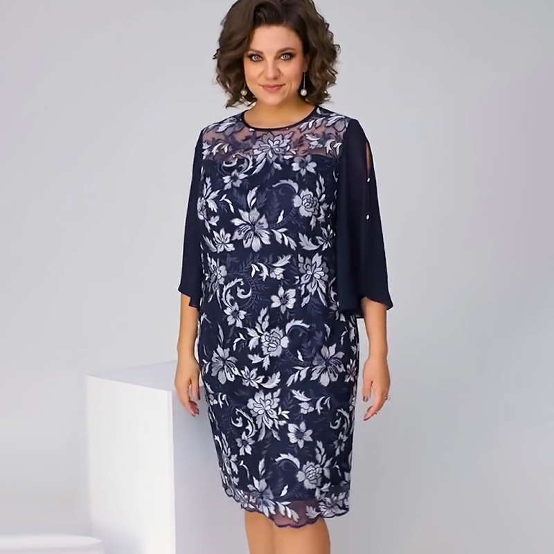 ✨Női virágmintás, hálós midi ruha