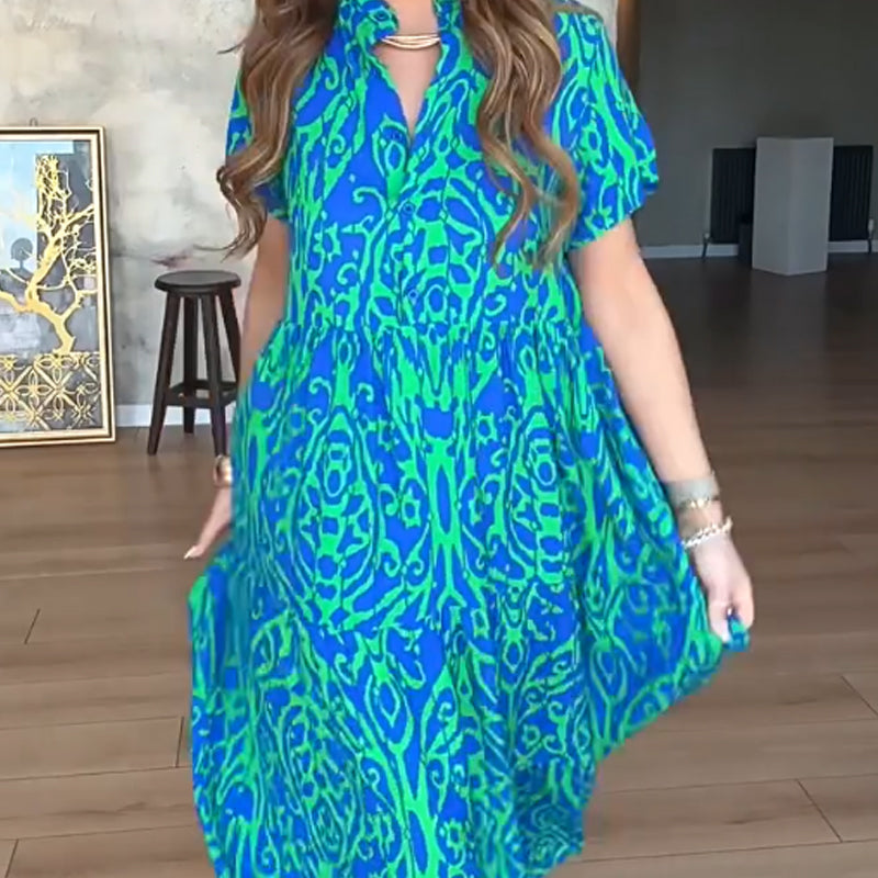 Női A-vonalú nyomtatott maxi szoknya