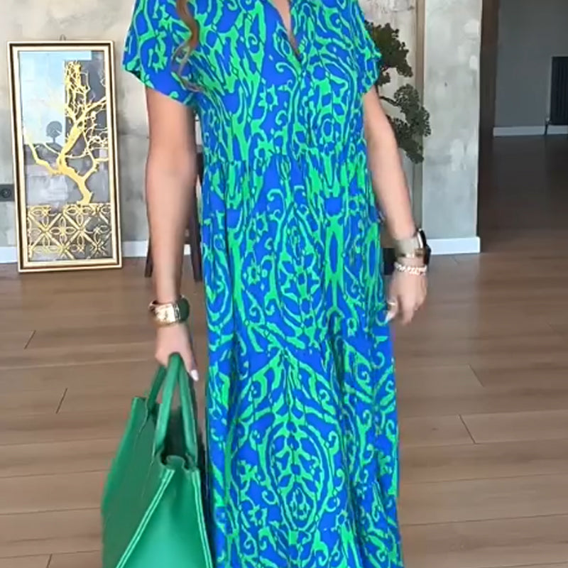 Női A-vonalú nyomtatott maxi szoknya