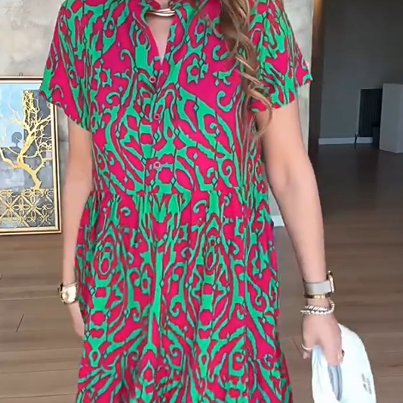 Női A-vonalú nyomtatott maxi szoknya