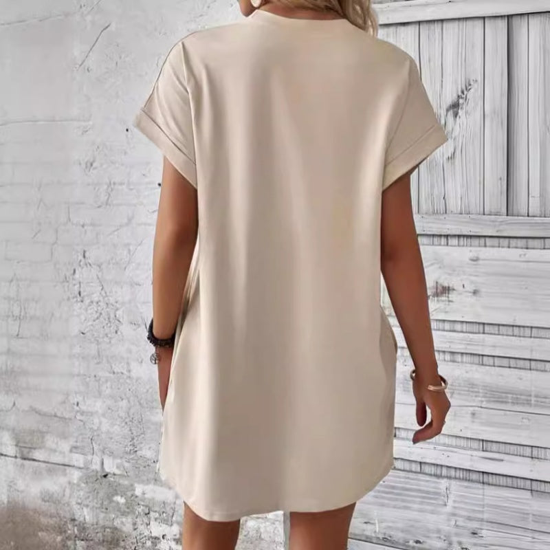 💖 Kerek nyakkivágású, hímzett pillangós, lezser ruha