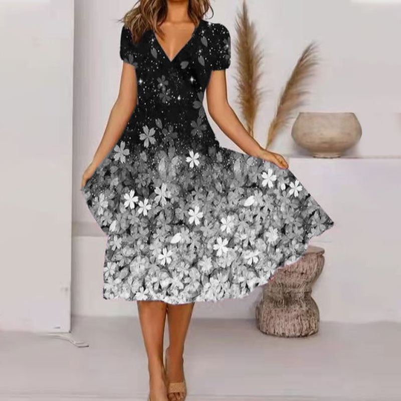 【S-4XL】🌺Női Flowy V-nyakú nyomtatott ruha