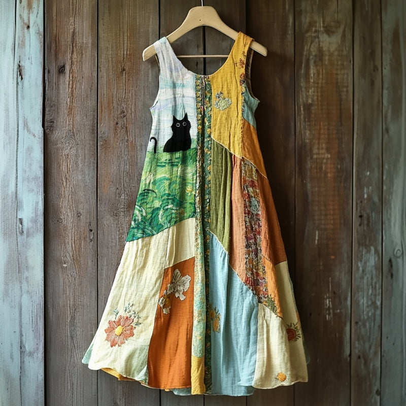 🔥 Vintage virágmintás ujjatlan ruha nőknek 🍃👗