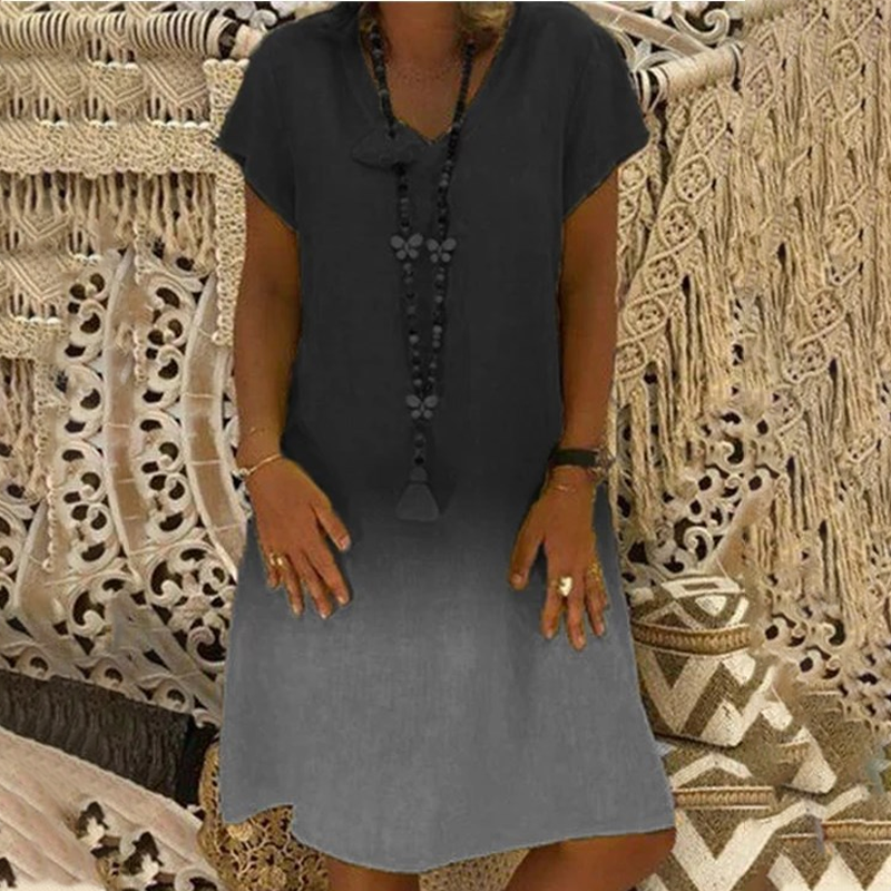 💃V-nyakú, lezser, rövid ujjú ruha