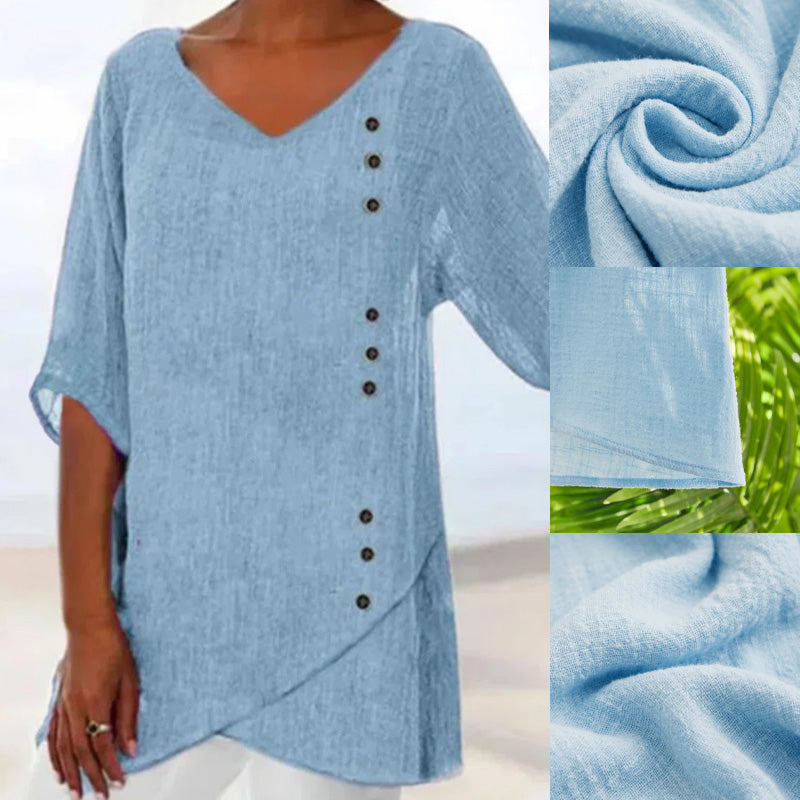 ✨Új Női Romantikus Sikkes Laza V-nyakú Felső