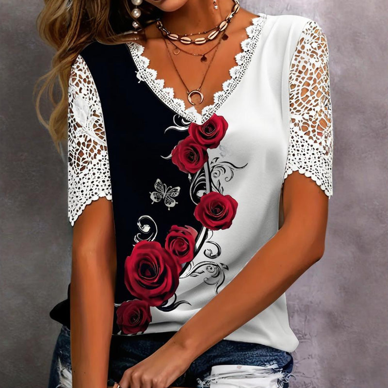 Nyomott csipke rövid ujjakkal