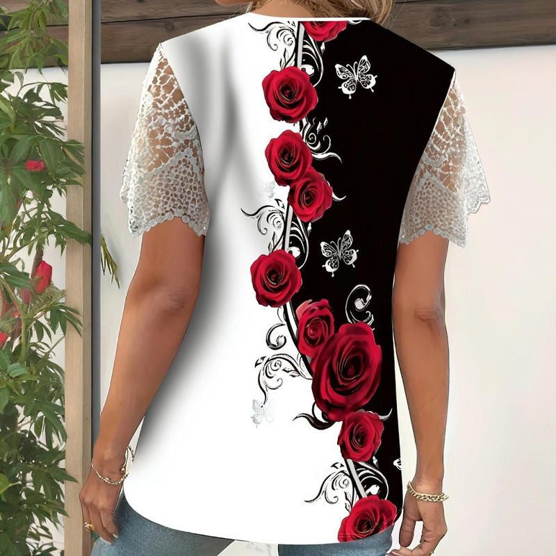 Nyomott csipke rövid ujjakkal