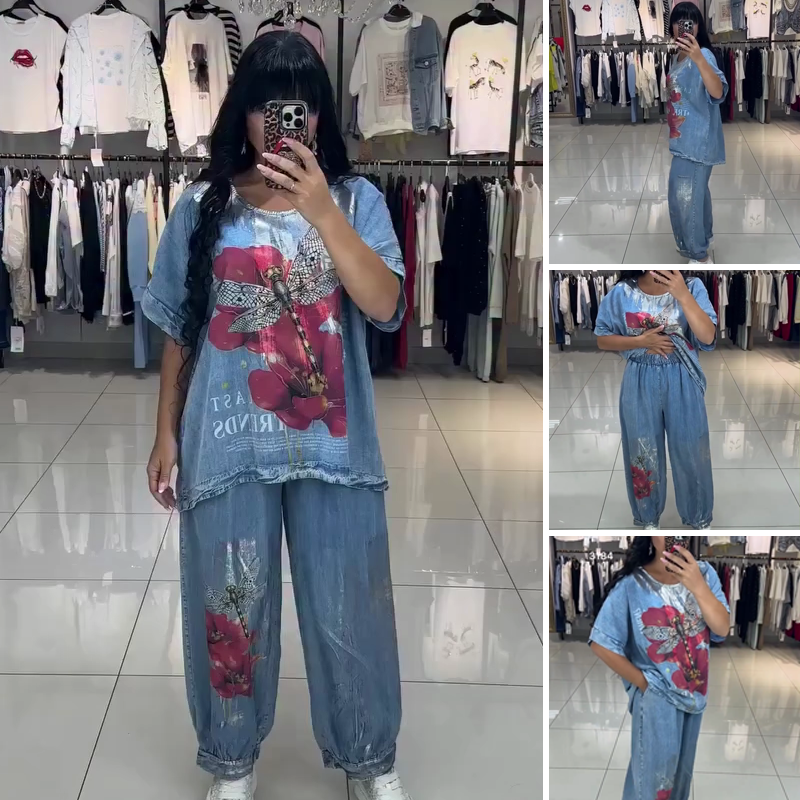 Női mintás szett, felső és nadrág