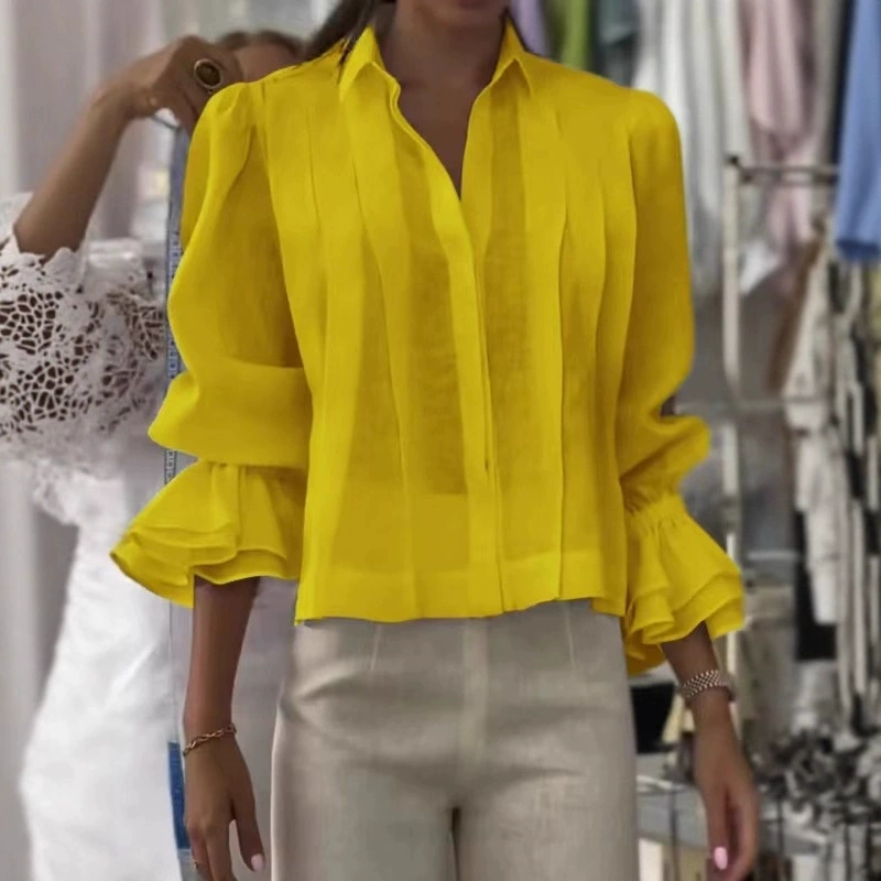 【S-3XL】✨🌼Elegáns ing fodros és rakott mintával