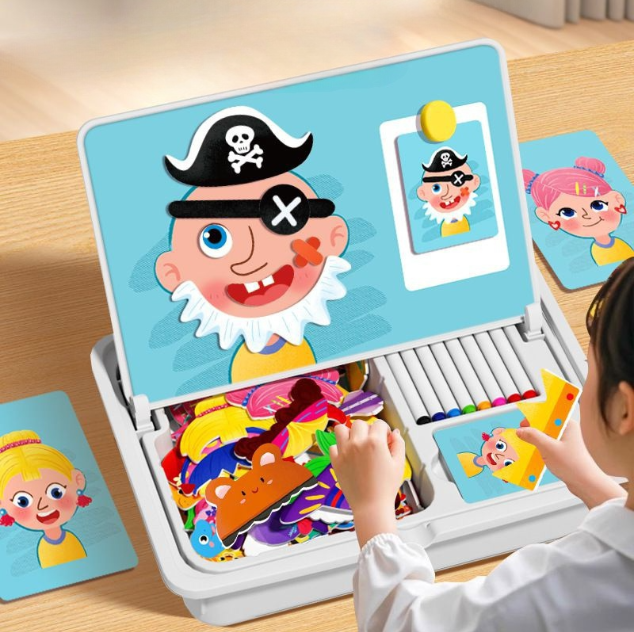 Mágneses kirakós arcdíszítő utazójáték kétoldalas óvodai tanulási játékok gyerekeknek