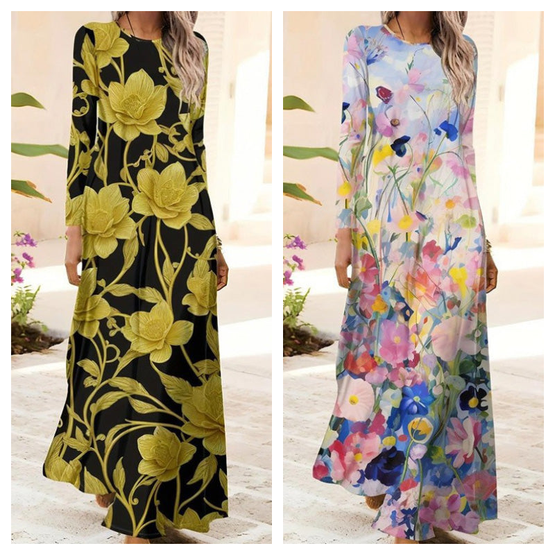 Női hosszú ujjú ruha 3D nyomtatással