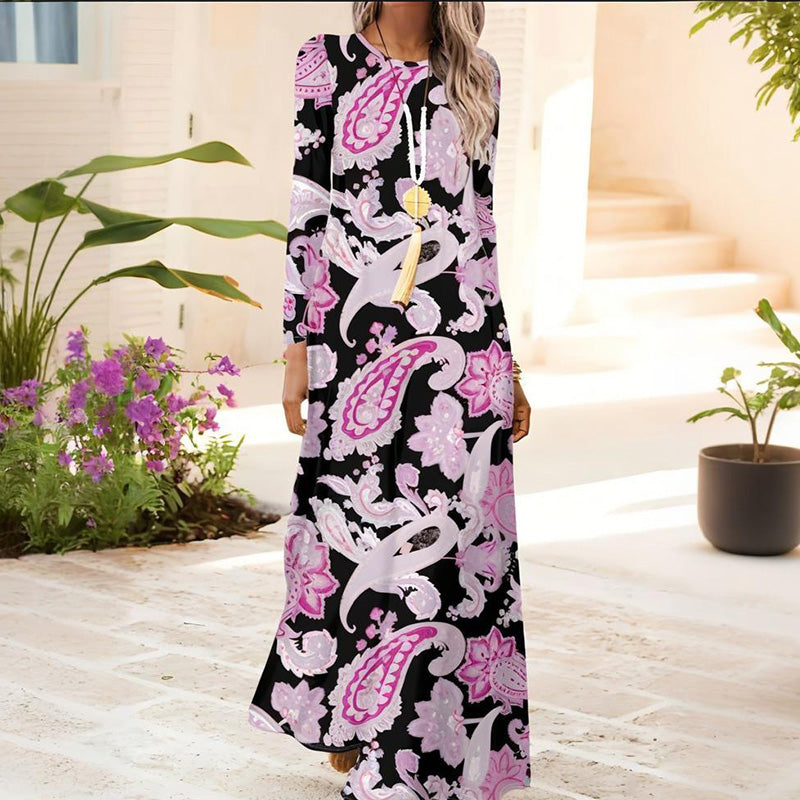 Női hosszú ujjú ruha 3D nyomtatással