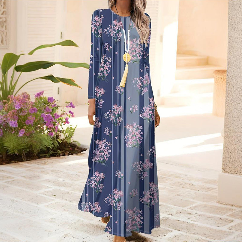 Női hosszú ujjú ruha 3D nyomtatással