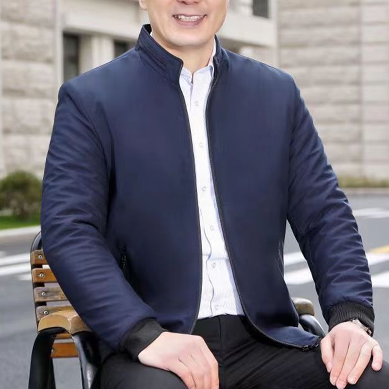 Férfi egyszínű cipzáras meleg kabát -💪Ránctalan, szélálló, esőálló és hóálló!