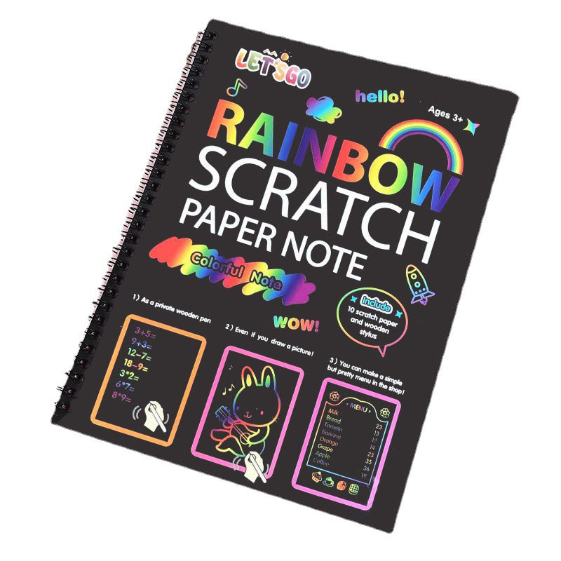 🌈Kreatív szivárványos karcolós művészeti jegyzetfüzet