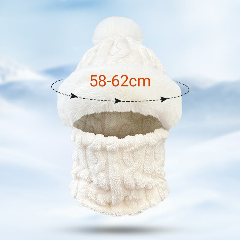 Női téli meleg, szélálló plüss sál sapka