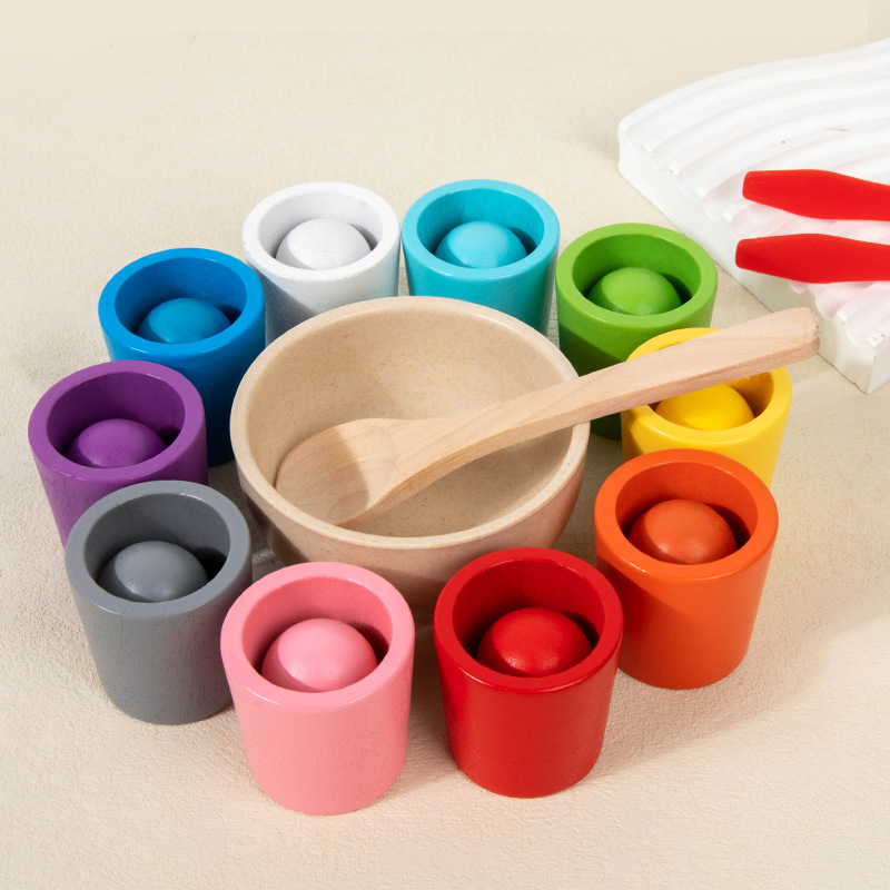 🌈 Szivárványgolyók poharakban Montessori játékok kisgyermekeknek 👶🧠