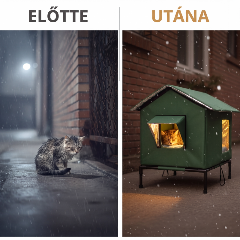 😻 Kültéri, vízálló macskaház, szétszerelhető, emelhető