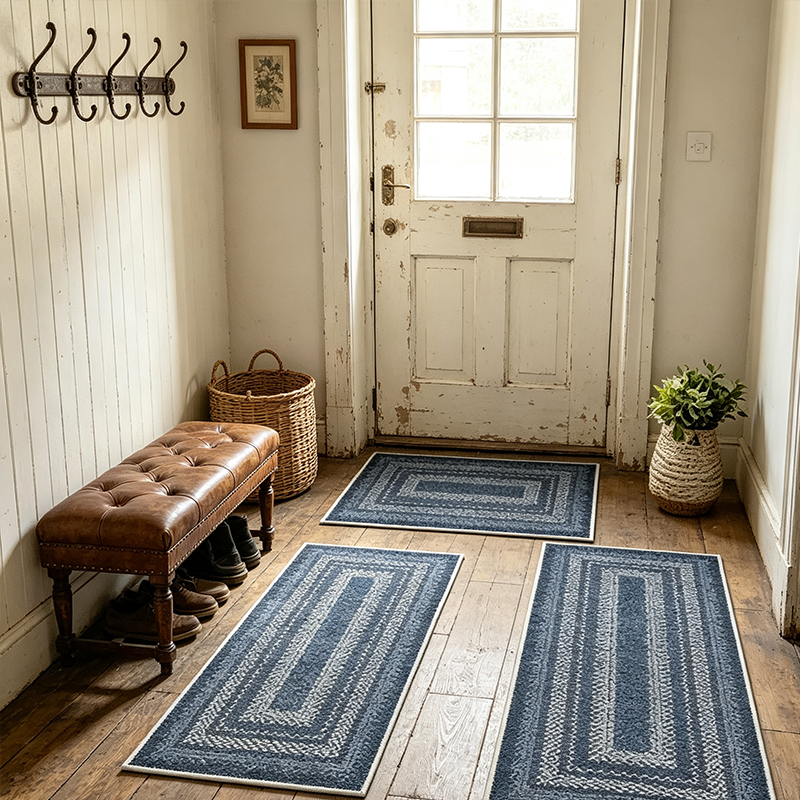 🏠 50% kedvezmény🧵Elegáns szőtt futószőnyeg – Poliészter – Csúszásmentes – Gyorsan nedvszívó 🚪