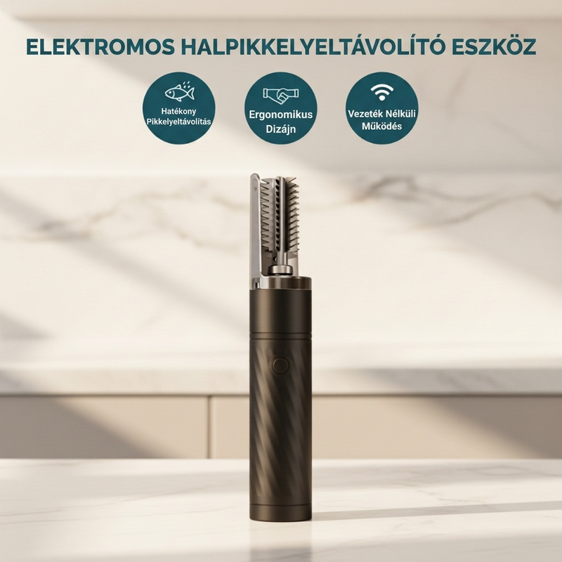 🐟 Újratölthető, automatikus haltisztító pikkelylekaparó eszköz