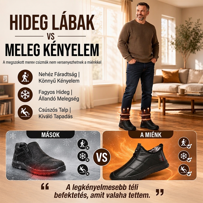 👟🌟 Férfi plüssbélésű csúszásmentes gyaloglócipő – Meleg, puha és stabil viselet téli sétákhoz✨